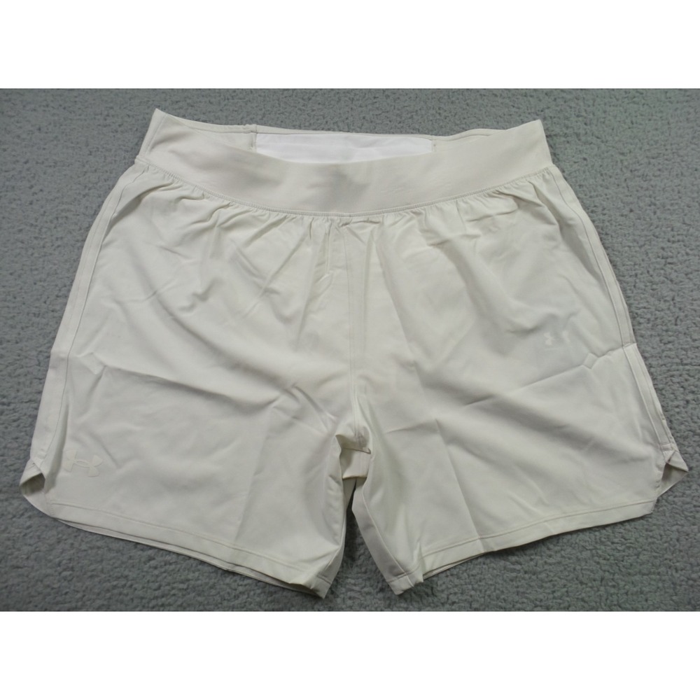 Under Armour Shorts Mens Extra Large White/Beige Speedpocket 7 Lined Fitted NWT